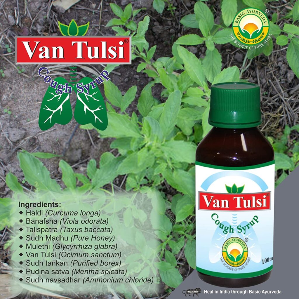 Basic Ayurveda Van Tulsi Cough Syrup 100 Ml For Chest Congestion Cough