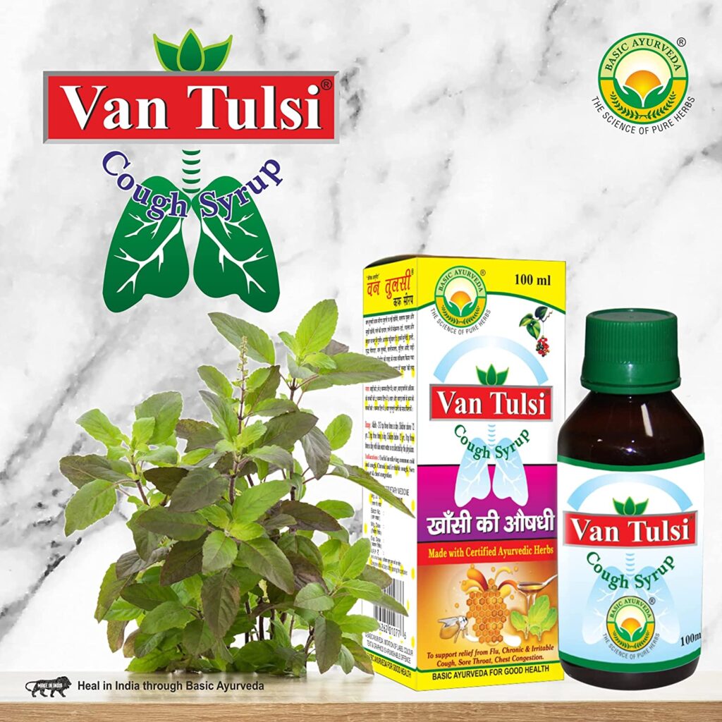 Basic Ayurveda Van Tulsi Cough Syrup 100 Ml For Chest Congestion Cough