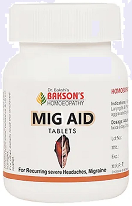 Bakson Mig Aid 75 Tablets For Headache Nausea Vomiting - The MG Shop