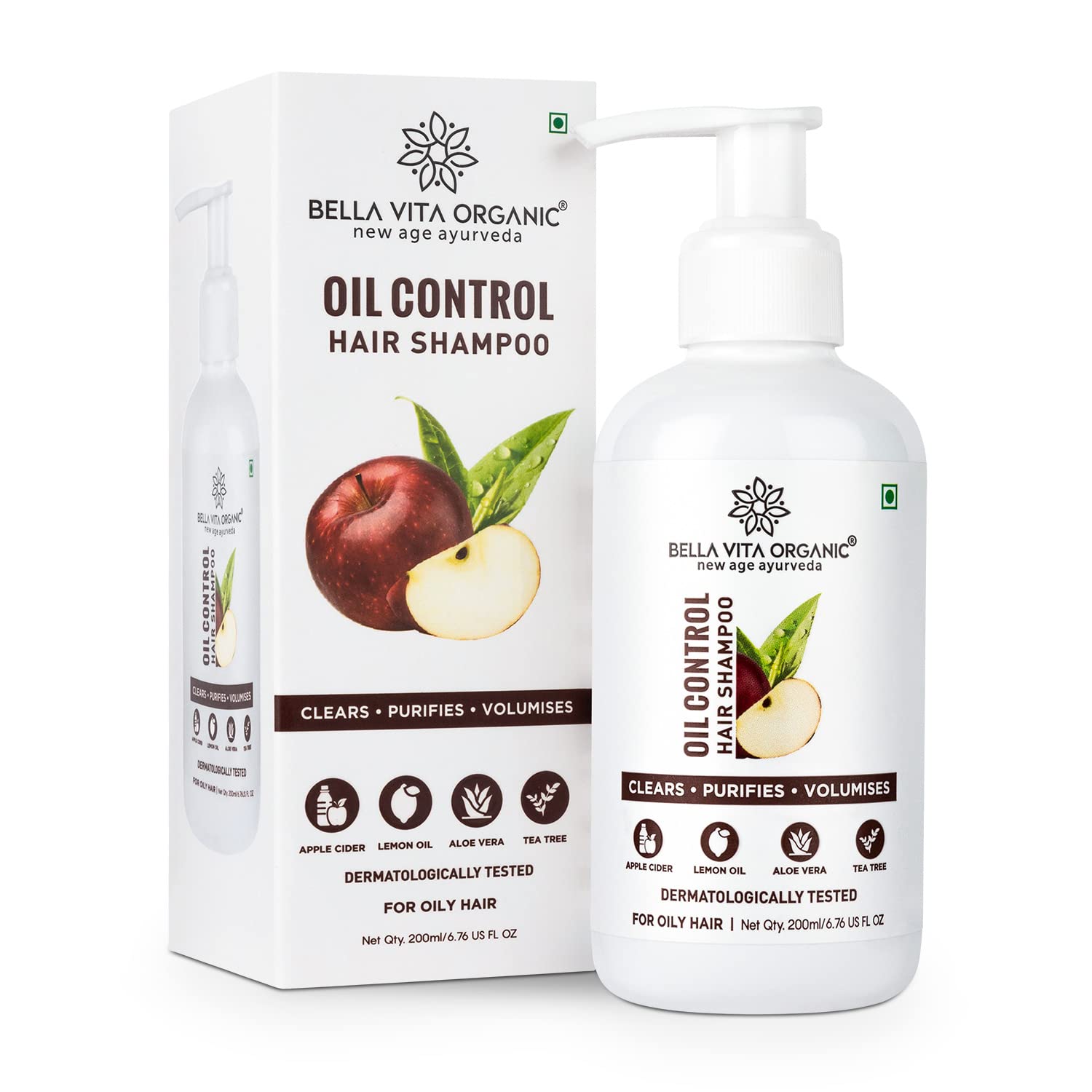 Bella Vita Organic Oil Control Shampoo for Oily Hair and Scalp 