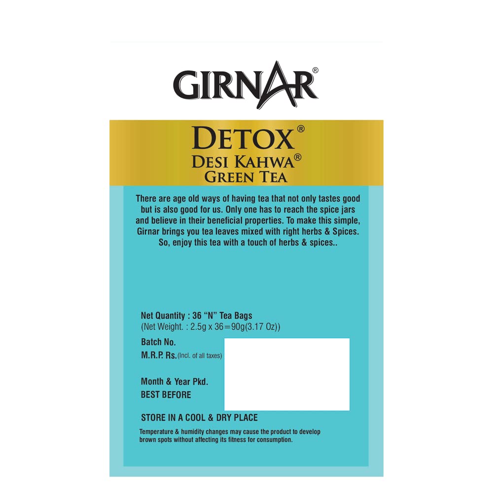 Girnar Food & Beverages Pvt. Ltd. Detox Green Tea - Desi Kahwa (36 Tea ...