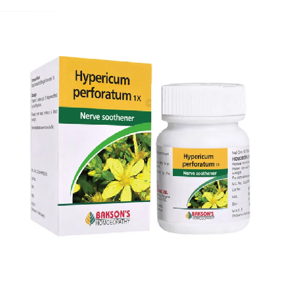 Bakson Homeopathic Hypericum Perforatum X Tablet For Nerve Soothener The Mg Shop