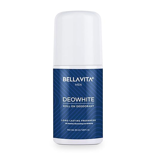 BELLAVITA Deo White blue 1 BELLAVITA Deo White Natural Underarm Roll On Deodorant for Men |Control Odour|Alcohol-Free| Antiperspirant for Long Lasting Freshness 50ml - Image 1