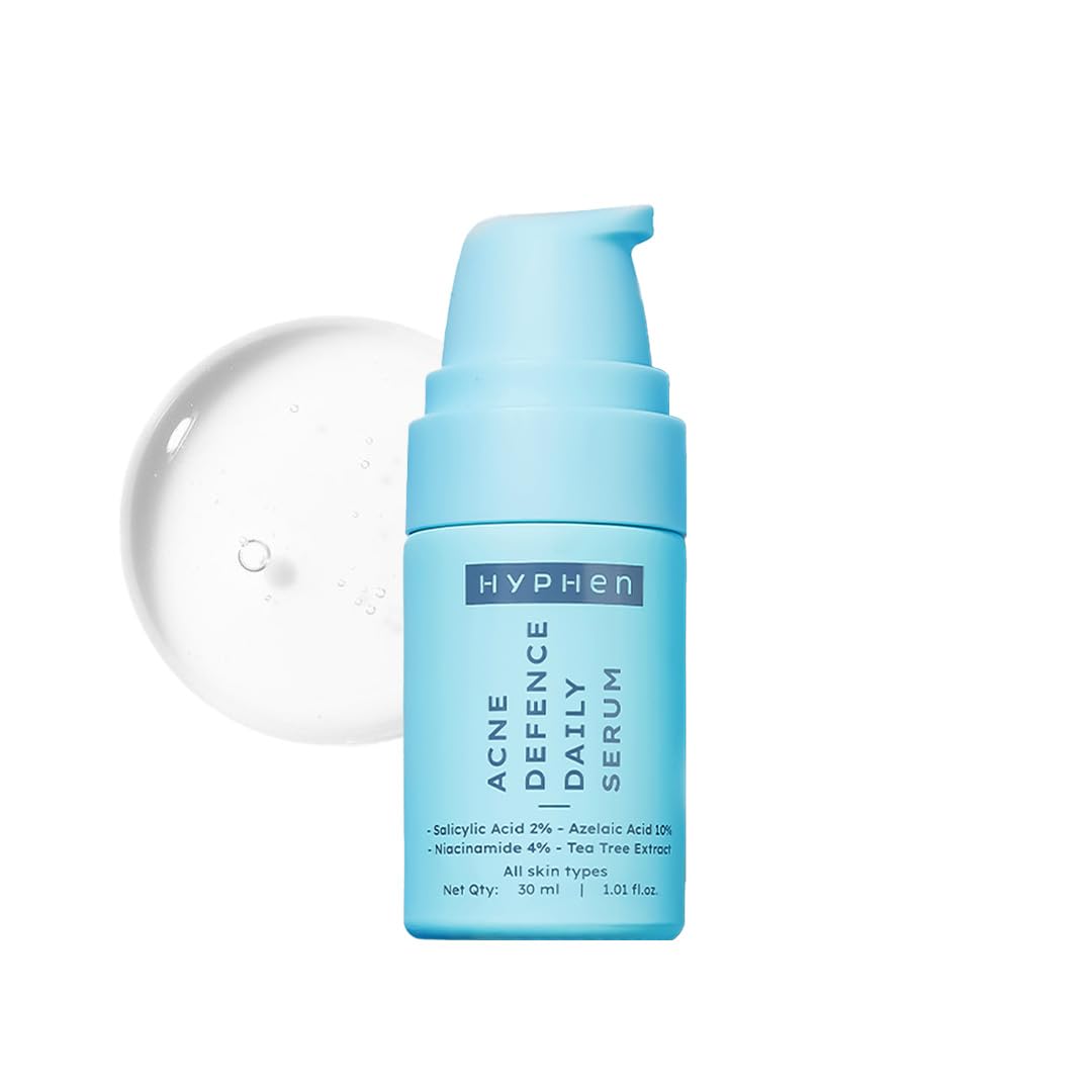 Hyphen Anti Acne 10% Azelaic Acid 2% Salicylic Acid Face Serum 30ml Hyphen Anti Acne 10% Azelaic Acid 2% Salicylic Acid Face Serum | 4% Niacinamide -Reduce Acne Marks, Fight Pimples | Tea Tree Extract -Soothes | Daily Serum for Women, Men | Oily, Acne Prone Skin -30ml - Image 1