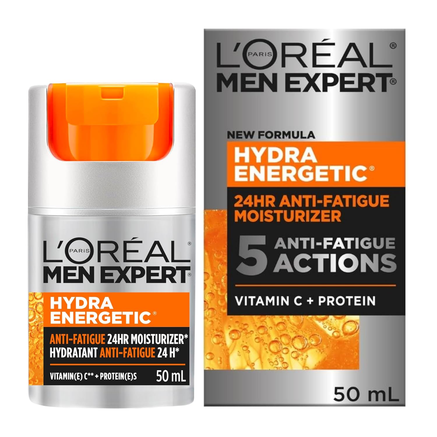 L'OREAL PARIS Men Expert Hydra Energetic Face Cream 50ml 1 L'OREAL PARIS Men Expert Hydra Energetic Face Cream With Vitamin C + Protein, 24Hr Non-Greasy Face Moisturizer For Men, For Dry And Dull Skin, Reduces Look Of Fine Lines & Dark Circles, 50Ml - Image 1
