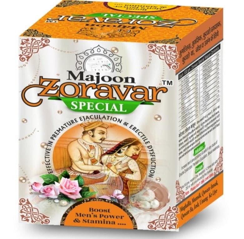 Majoon Zoravar Special 150gm 1 Majoon Zoravar Special 150gm, Traditional Ayurvedic Men's Power and Stamina Booster Supplement, Orange and White - Image 1