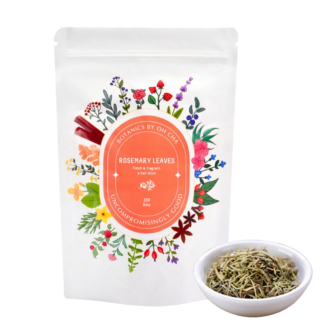 OH CHA Botanics By- Rosemary Turmeric Leaves, 150Gms 1 OH CHA Botanics By- Rosemary Turmeric Leaves, 150Gms|Dried Rosemary Leaves For Hair Growth|Can Be Used As Rosemary Oil For Hair, Herbal Rosemary Tea - Image 1
