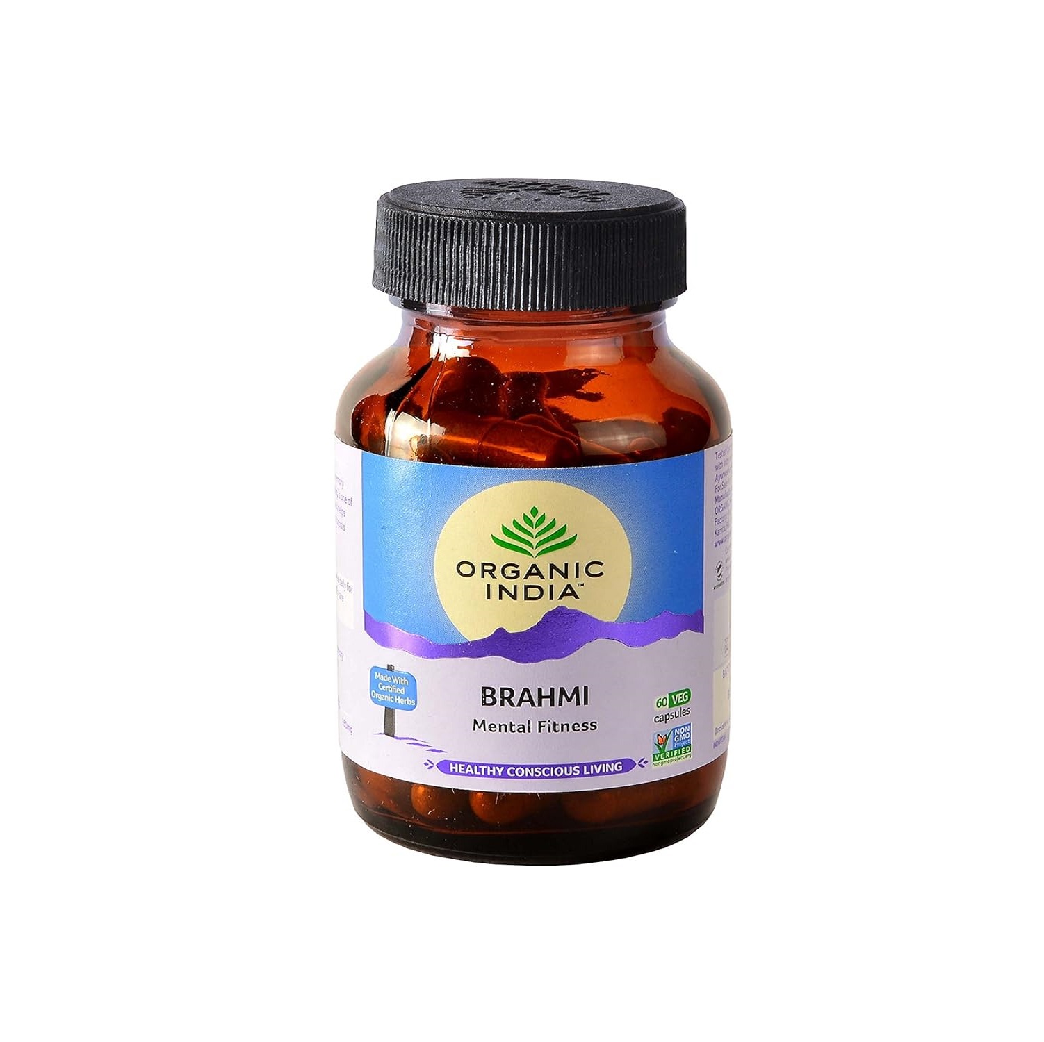 Organic India Brahmi - 60 Capsules 1 A TATA Product - Organic India Brahmi - Veg Capsules, Naturally Promotes Concentration & Memory, Mental Fitness, Reduces Stress & Anxiety, GMP & NPOP Certified Organic - Image 1