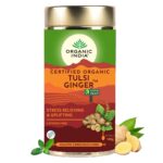 A TATA Product - Organic India Tulsi Ginger Tea - 100g, Rich in Antioxidants, Supports Digestion, Stress Relieving, Helps Boost Metabolism, Caffeine-Free, Whole Herbs
