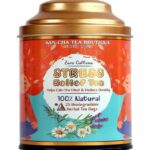 Sancha Tea Boutique Stress Relief Tea | 25 Pyramid Bags | Caffeine Free Herbal Tisane with Chamomile, Lavender & Mint | Relaxing & Calming Blend