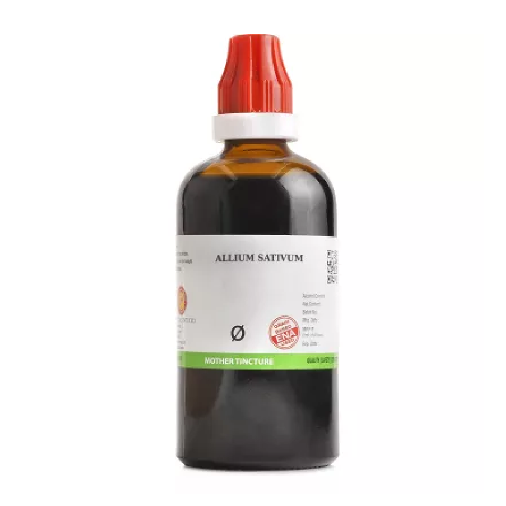 BJain-Allium-Sativum-1X-Q-100ml.png BJain Allium Sativum 1X (Q) Mother Tincture (100ml) For Cough, Vertigo - Image 1