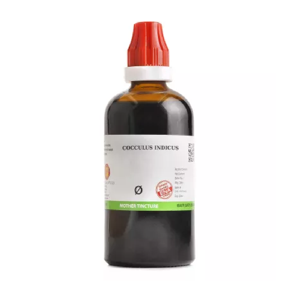 BJain-Cocculus-Indicus-1X-Q-100ml.png BJain Cocculus Indicus 1X (Q) Mother Tincture (100ml) For Vomiting, Nausea, Stiff Joint - Image 1