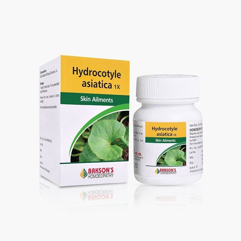 Bakson-Homeopathic-HYDROCOTYLE-ASIATICA-1X-50-Tablet-For-Skin-Aliments.1.jpg Bakson Homeopathic HYDROCOTYLE ASIATICA 1X (50 Tablet) For Skin Aliments - Image 1