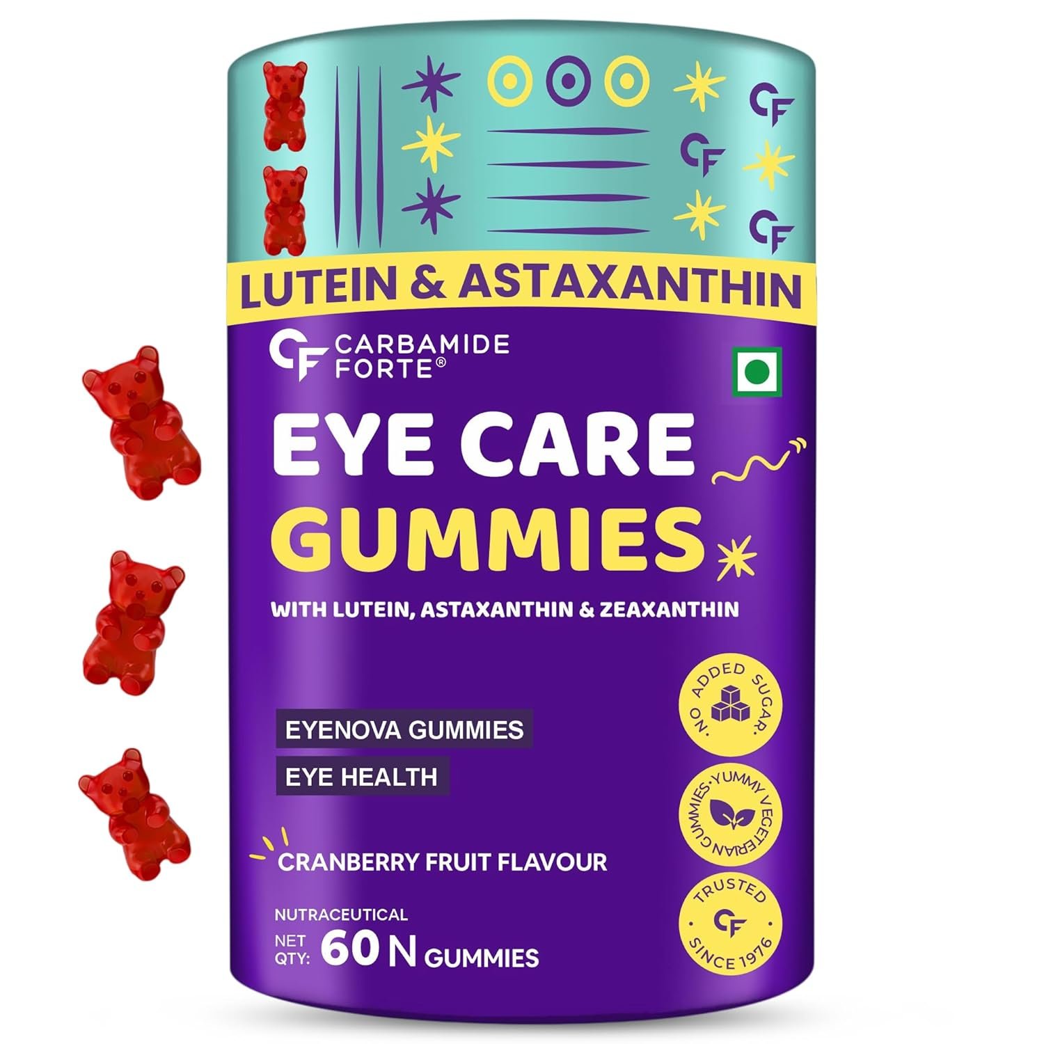 Carbamide Forte Eye Care Supplement 1 Carbamide Forte Eye Care Supplement | Lutein and Zeaxanthin Supplements for Eye Care | Cranberry Flavoured - 60 Gummies - Image 1