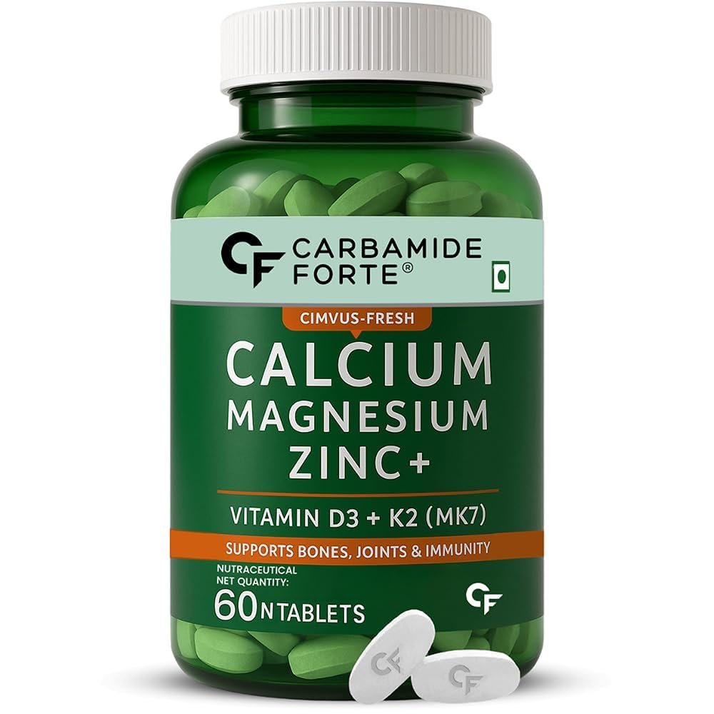 Carbamide Forte Veg Calcium And Vitamin D3 Tablets 1 Carbamide Forte Veg Calcium And Vitamin D3 Tablets | Calcium Tablets for Women & Men | Magnesium Zinc Supplement With Vitamin D3 + K2 MK7 To Support Bones health, Joints & Immunity - 120 Tablets - Image 1
