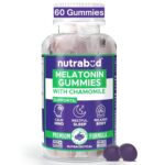 Nutrabud Melatonin Sleep Gummies 3mg For Men, Women | No Added Sugar | Fall Asleep Fast & Restful Deep Sleep | Blackcurrant Flavor Veg Gummy Supplement (60 Count (Pack of 1)