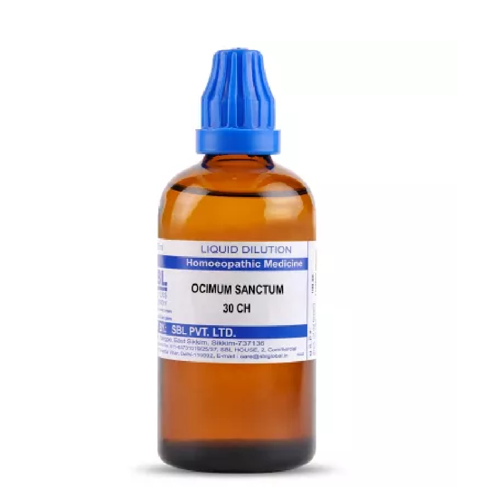 SBL-Ocimum-Sanctum-30-CH-100ml.png SBL Homeopathic Ocimum Sanctum DILUTION (30 ML/ 100 ML) For Vomiting Cough Itching - Image 1