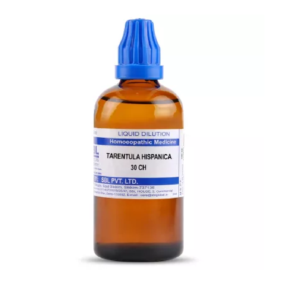 SBL-Tarentula-Hispanica-30-CH-100ml.png SBL Homeopathic Tarentula Hispanica Dilution (30 ML / 100 ML) For Itching, Cold - Image 1
