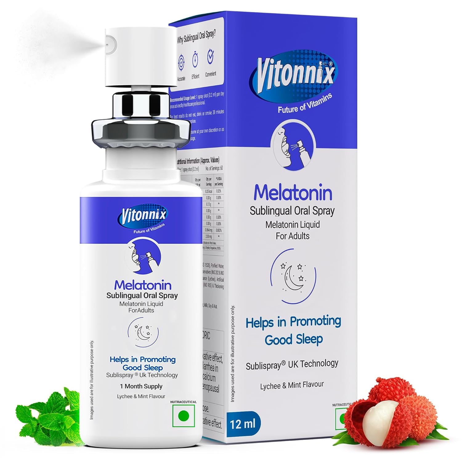 Vitonnix Melatonin 2mg Sleep Spray 1 Vitonnix Melatonin 2mg Sleep Spray | Under the Tongue Sublingual Technology | Supports Deep Sleep & Stress Relief | Fast Absorbing, Non-Addictive & Safe | Sleeping Spray | 12ml - Image 1