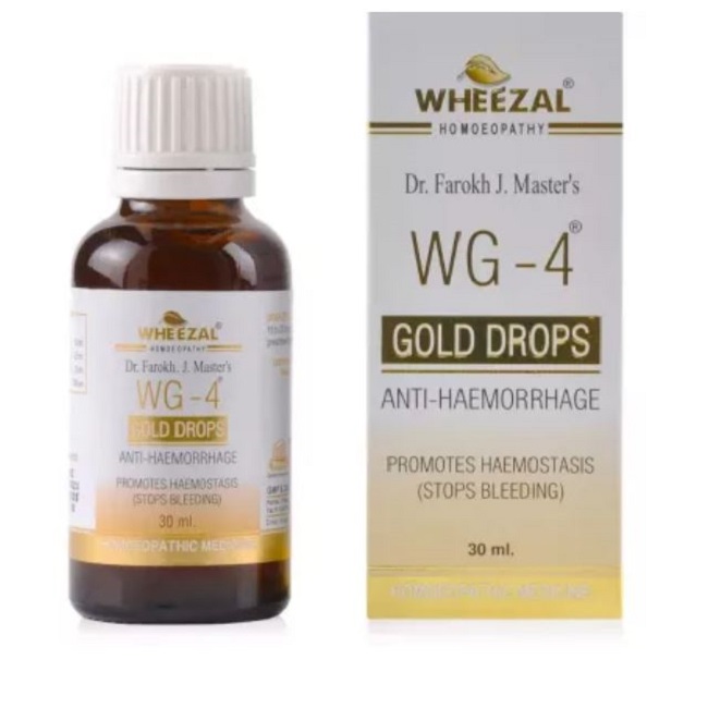 Wheezal-WG-4-Gold-Drops-Anti-Haemorrhage-30ml.jpg Wheezal WG 4 Gold Drops Anti Haemorrhage (30ml) for bone-related disorders, joint pain - Image 1