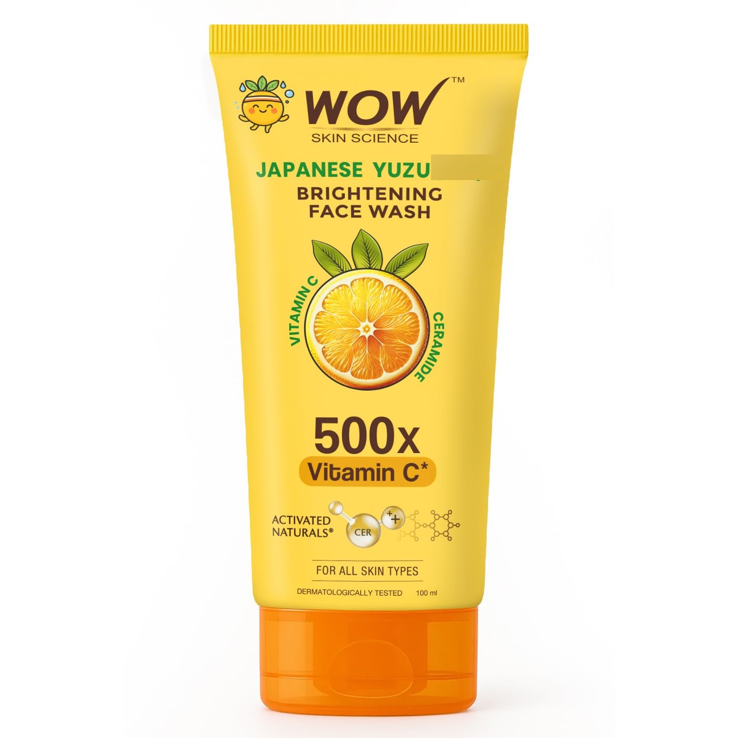 WOW Skin Science Japanese Yuzu + Vitamin C with Ceramide Brightening Face Wash 100ml 1 WOW Skin Science Japanese Yuzu + Vitamin C with Ceramide Brightening Face Wash | 500x Vitamin C | For Strengthened Glowing Skin | Paraben-Free Gentle Cleanser with Orange Peel & Camu Camu | 100ml - Image 1